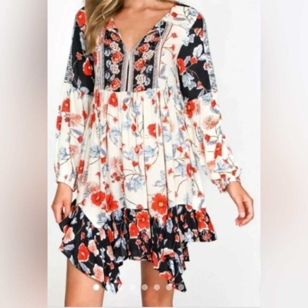 Patrons of Peace Longsleeve Floral Swing Dress XS
